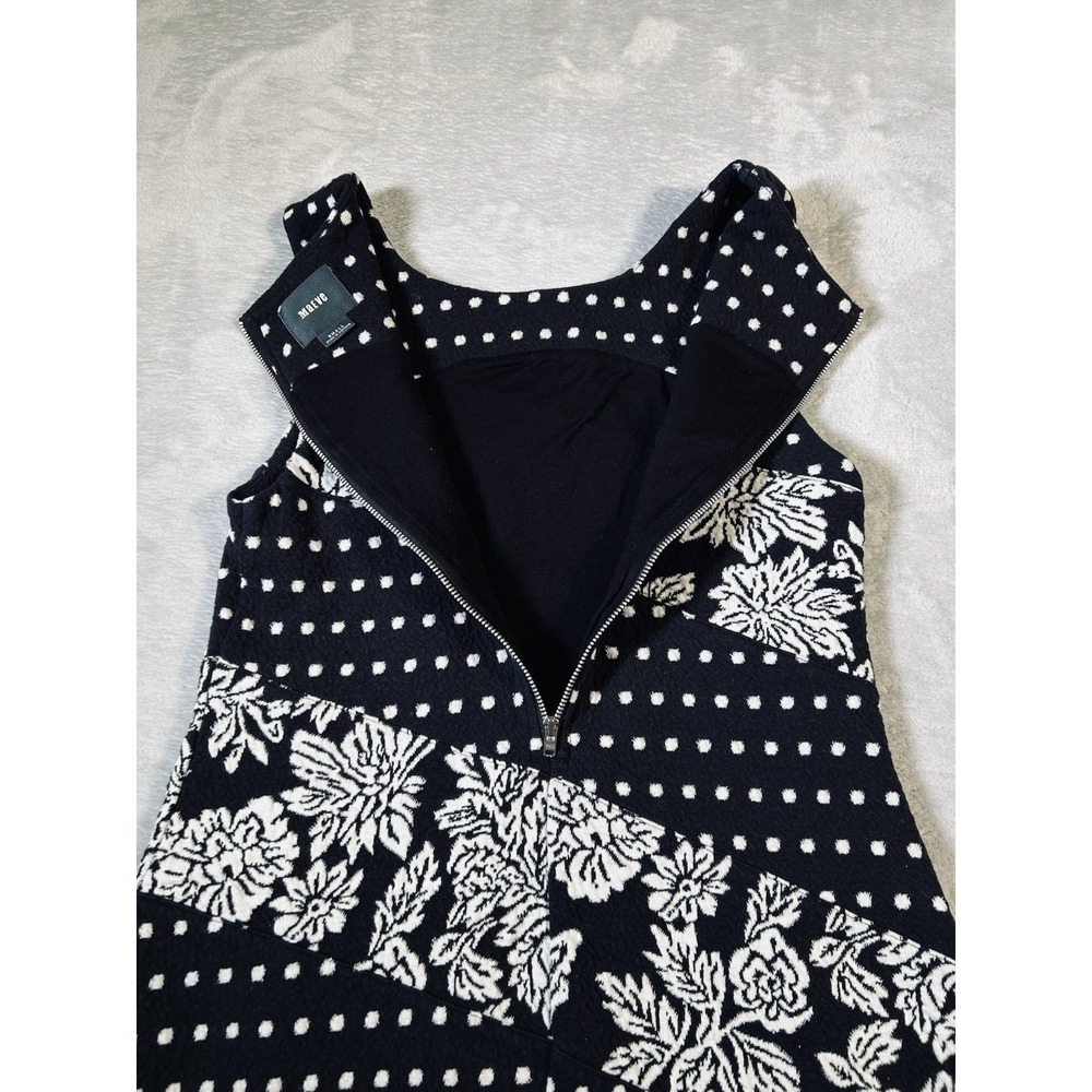Maeve Anthropologie Effemy Dress S Black Floral Polka Dot Jacquard Shift Mod LBD - Picture 9 of 12